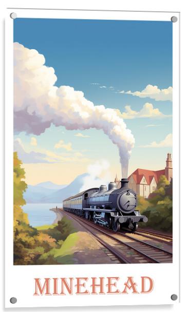 Minehead Railway Somerset Travel Poster Acrylic by Steve Smith