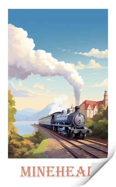 Minehead Railway Somerset Travel Poster Print by Steve Smith