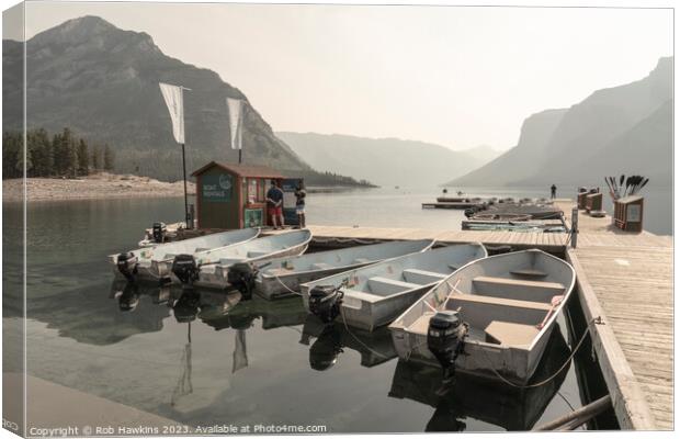 Lake Minnewanka Jetty Canvas Print by Rob Hawkins