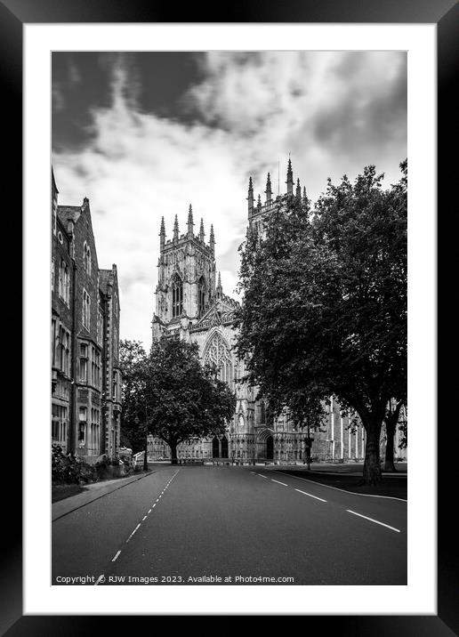 York Minster black and white Framed Mounted Print by RJW Images