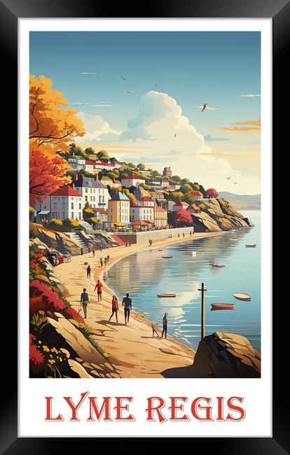 Lyme Regis Travel Poster Framed Print by Steve Smith