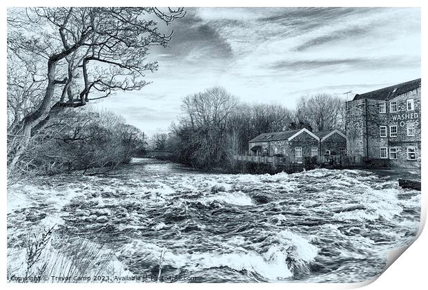 Torrential Force of Aire at Saltaire Print by Trevor Camp