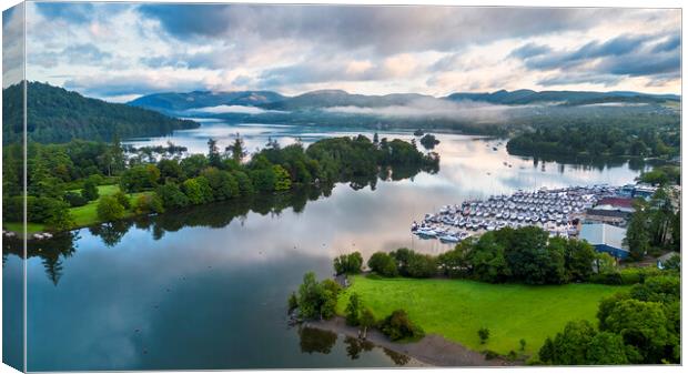 Mist over Lake Windermere Canvas Print by Tim Hill