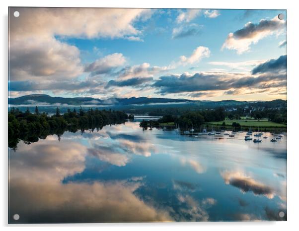 Mist over Lake Windermere Acrylic by Tim Hill