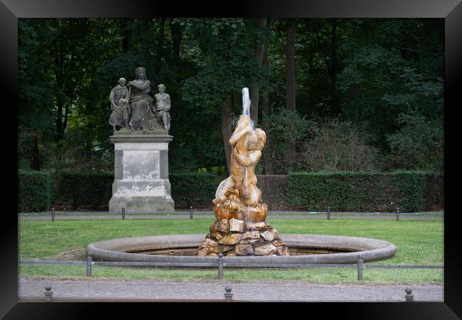 Triton Fountain In Tiergarten Park In Berlin Framed Print by Artur Bogacki