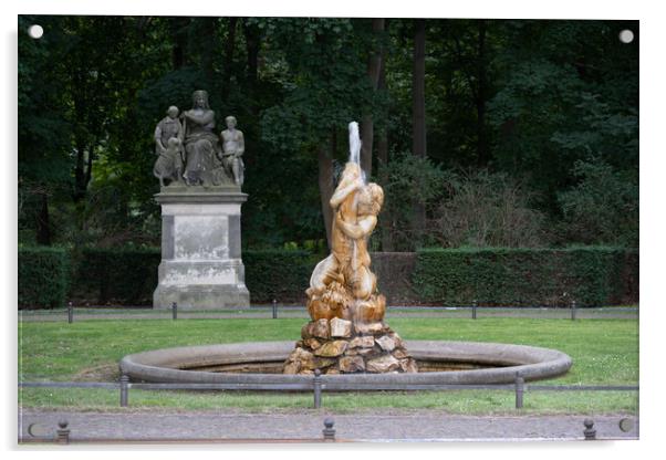 Triton Fountain In Tiergarten Park In Berlin Acrylic by Artur Bogacki