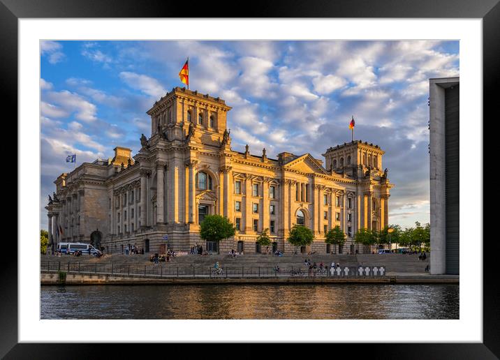 Reichstag Building At Sunset In Berlin Framed Mounted Print by Artur Bogacki