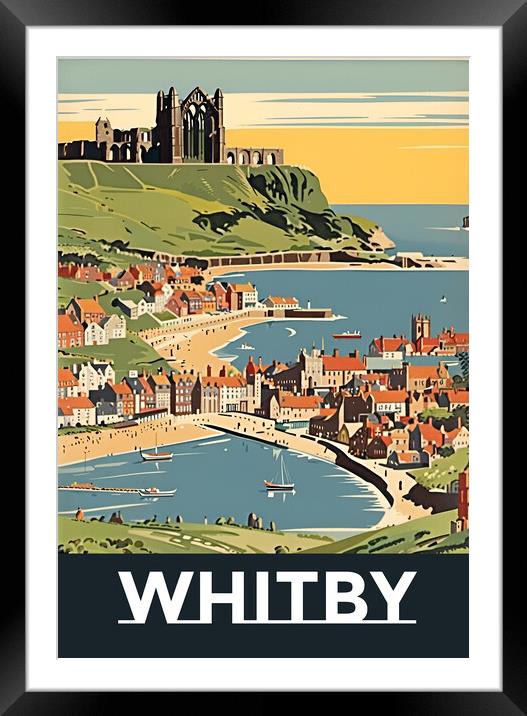 Whitby 1950s Travel Poster  Framed Mounted Print by Picture Wizard