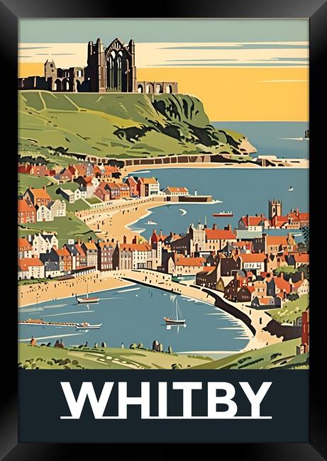 Whitby 1950s Travel Poster  Framed Print by Picture Wizard