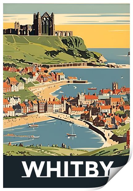 Whitby 1950s Travel Poster  Print by Picture Wizard