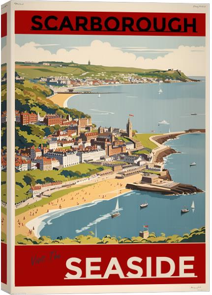 Scarborough 1950s Travel Poster  Canvas Print by Picture Wizard