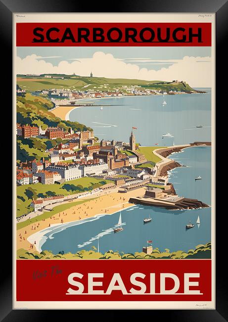 Scarborough 1950s Travel Poster  Framed Print by Picture Wizard