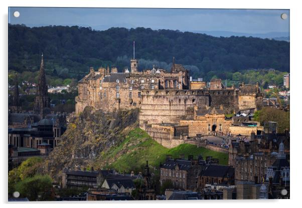 Sunlit Edinburgh Castle In Scotland Acrylic by Artur Bogacki