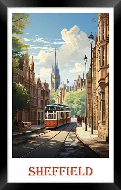 Sheffield Travel Poster Framed Print by Steve Smith