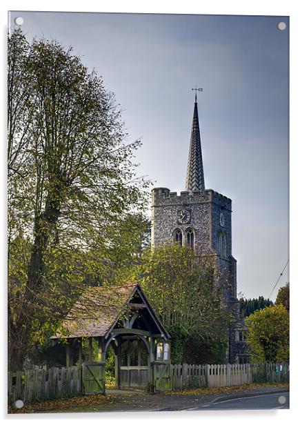 St Mary's church Radwinter Acrylic by Gary Eason