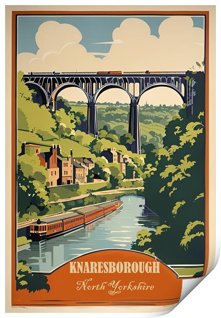 Knaresborough Vintage Travel Poster   Print by Picture Wizard