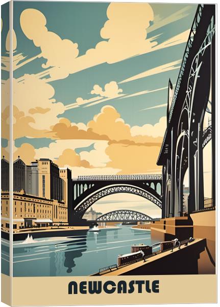 Newcastle Vintage Travel Poster   Canvas Print by Picture Wizard