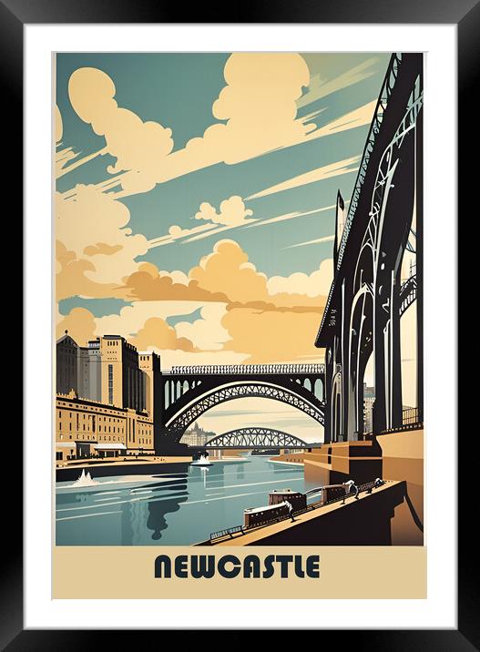 Newcastle Vintage Travel Poster   Framed Mounted Print by Picture Wizard