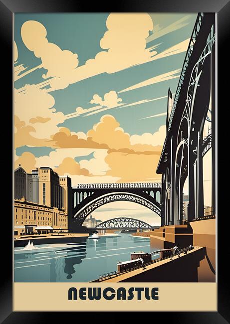 Newcastle Vintage Travel Poster   Framed Print by Picture Wizard