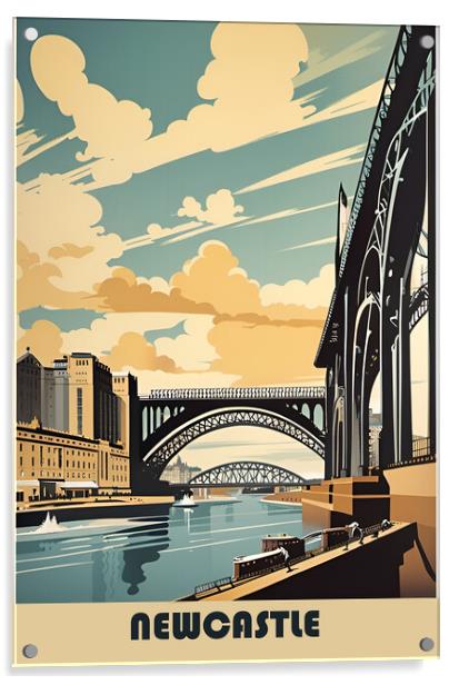 Newcastle Vintage Travel Poster   Acrylic by Picture Wizard