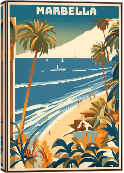 Marbella Vintage Travel Poster   Canvas Print by Picture Wizard
