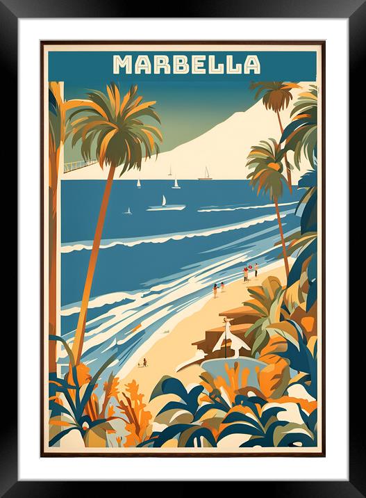 Marbella Vintage Travel Poster   Framed Mounted Print by Picture Wizard