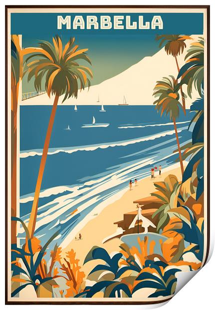 Marbella Vintage Travel Poster   Print by Picture Wizard