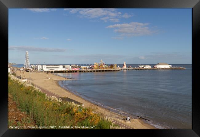 The pier at Clacton-on-Sea in Essex on a sunny day Framed Print by Elaine Hayward