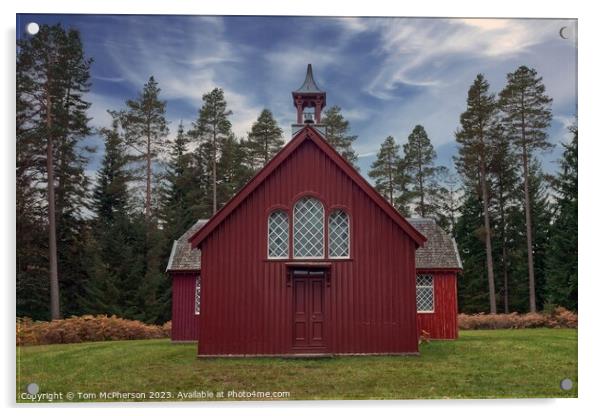 Enchanting Red Chapel: Altyre Estate's Jewel Acrylic by Tom McPherson