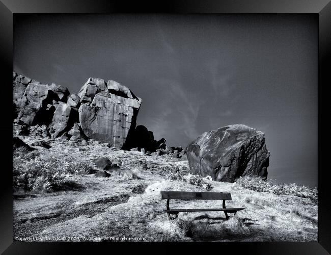 The Bench Below the Cow and Calf Rocks  Framed Print by Inca Kala