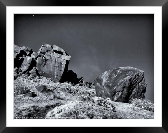 The Cow and Calf Rocks of Ilkley  Framed Mounted Print by Inca Kala