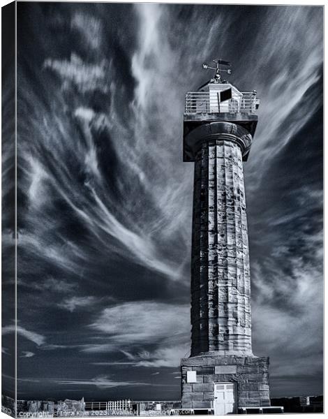 The Lighthouse Tower on Whitby West Pier  Canvas Print by Inca Kala
