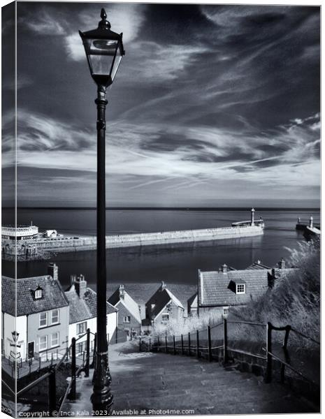 Whitby and the 199 Steps Canvas Print by Inca Kala
