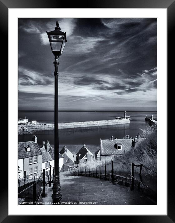 Whitby and the 199 Steps Framed Mounted Print by Inca Kala