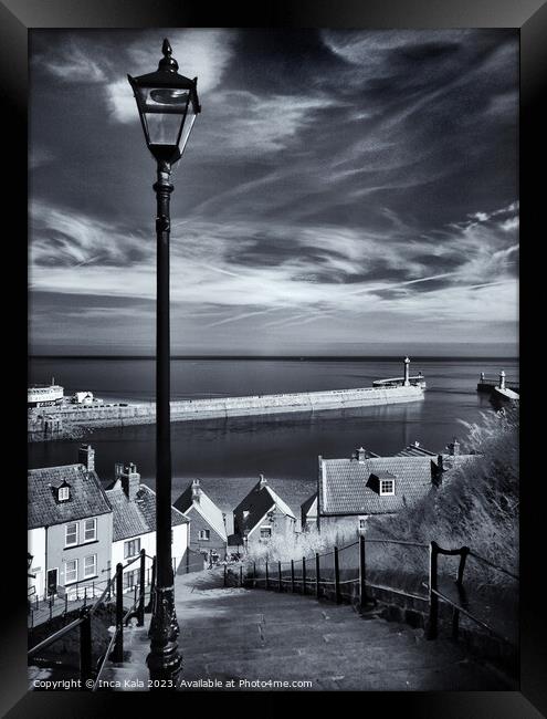 Whitby and the 199 Steps Framed Print by Inca Kala