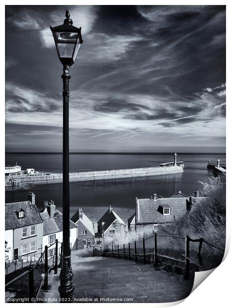 Whitby and the 199 Steps Print by Inca Kala