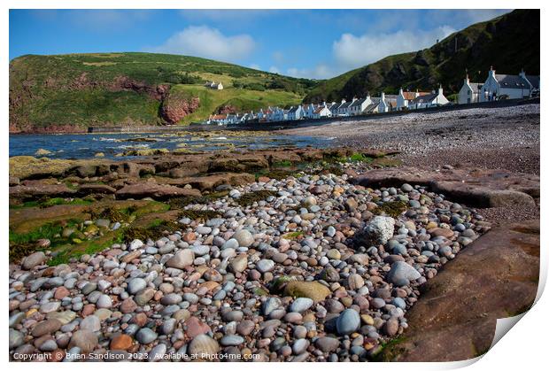Pennan Beach and Houses Print by Brian Sandison