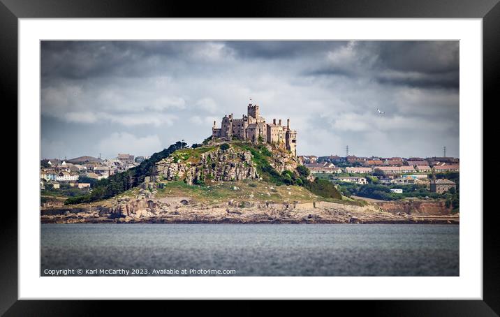 St Michael's Mount from the ocean Framed Mounted Print by Karl McCarthy