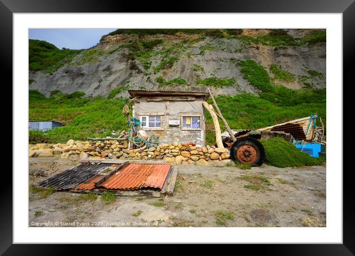 Shack and Wheel Framed Mounted Print by Darrell Evans