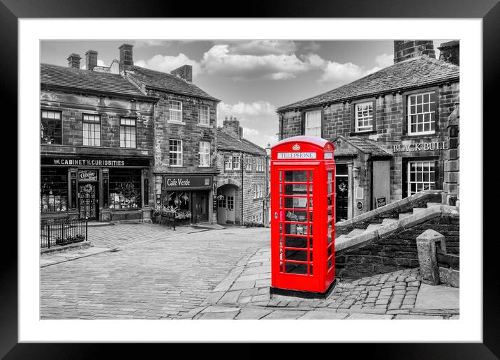 Haworth West Yorkshire: Red Telephone Box Framed Mounted Print by Tim Hill