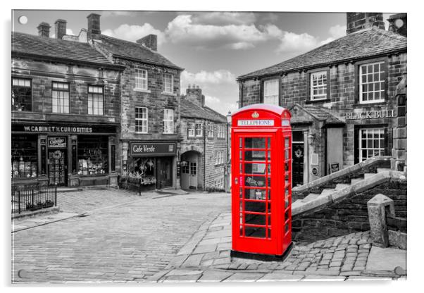 Haworth West Yorkshire: Red Telephone Box Acrylic by Tim Hill