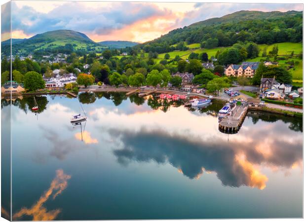 Ambleside Waterfront at Sunrise: Lake Windermere Canvas Print by Tim Hill