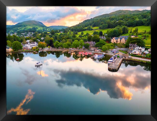 Ambleside Waterfront at Sunrise: Lake Windermere Framed Print by Tim Hill
