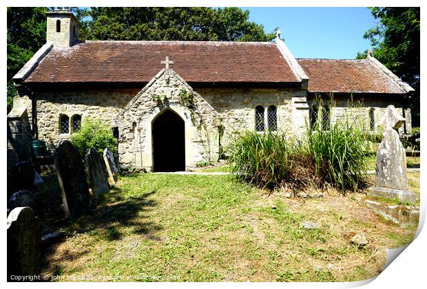 11th century Bonchurch church, Isle of Wight Print by john hill