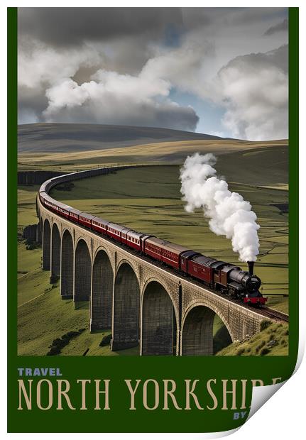 North Yorkshire Vintage Travel Poster   Print by Picture Wizard