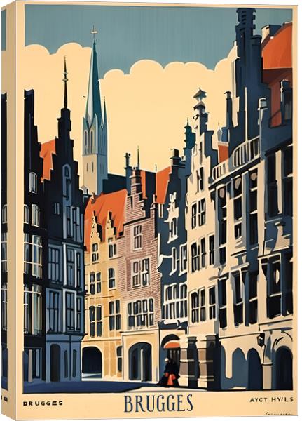 Brugges Vintage Travel Poster   Canvas Print by Picture Wizard