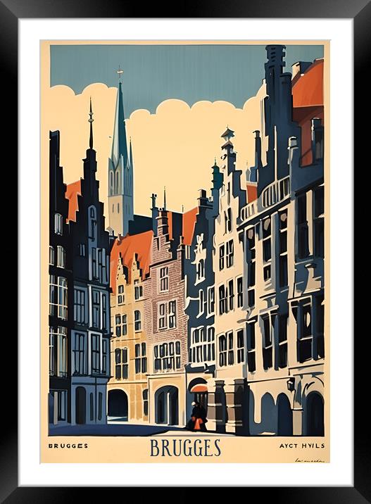 Brugges Vintage Travel Poster   Framed Mounted Print by Picture Wizard
