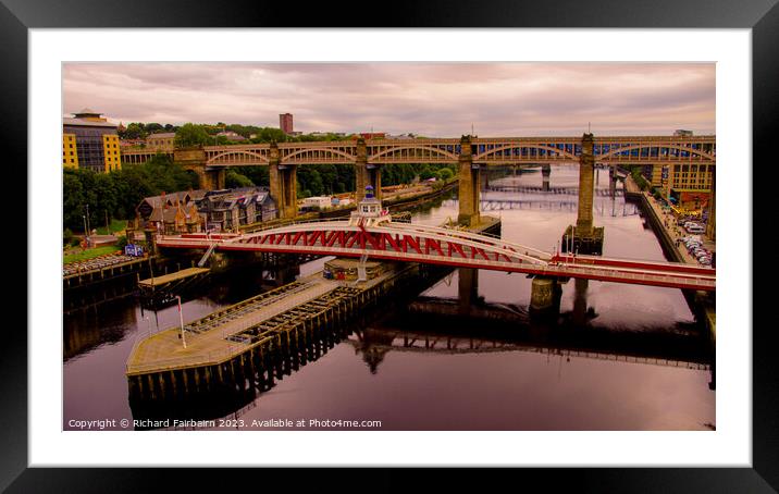 Bridges Over The Tyne Framed Mounted Print by Richard Fairbairn