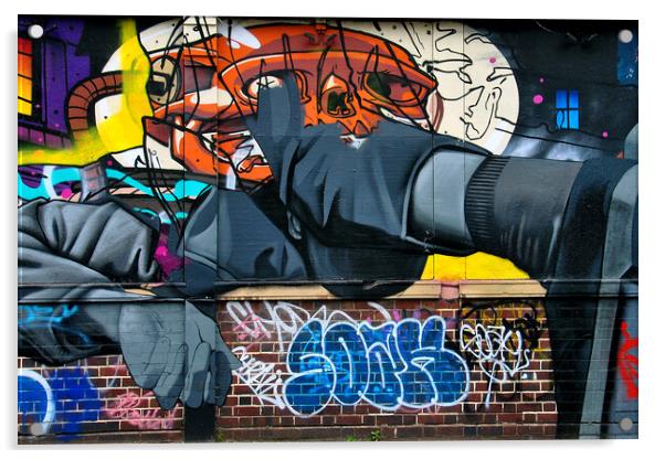 Vibrant Urban Canvas: Digbeth's Graffiti Art Acrylic by Andy Evans Photos