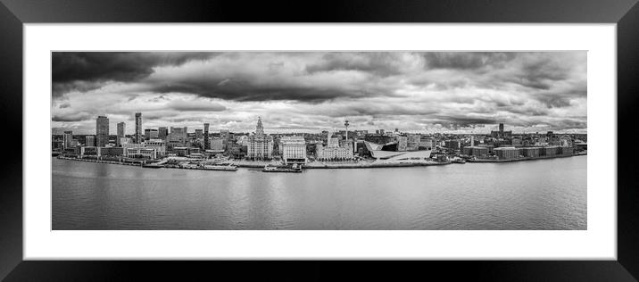Liverpool Waterfront black and white Framed Mounted Print by Apollo Aerial Photography